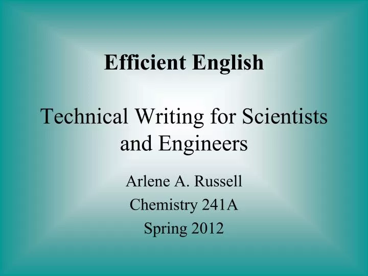 efficient english technical writing for scientists and engineers