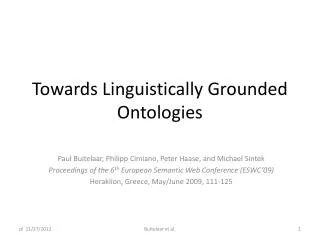 Towards Linguistically Grounded Ontologies