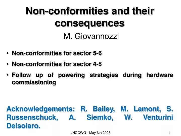 non conformities and their consequences