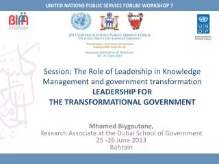 Mhamed Biygautane , Research Associate at the Dubai School of Government 25 -26 June 2013
