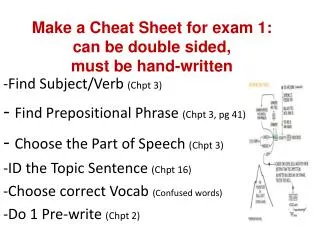 Find Subject/Verb ( Chpt 3) - Find Prepositional Phrase ( Chpt 3, pg 41)