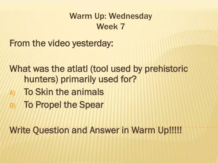 warm up wednesday week 7