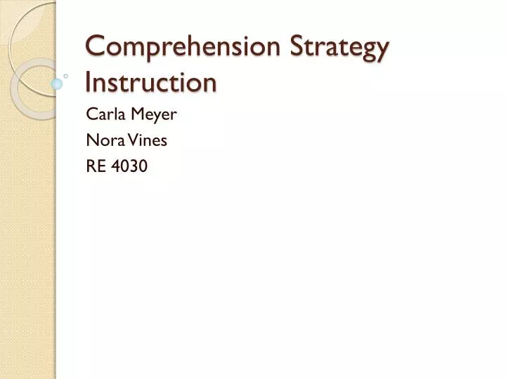 comprehension strategy instruction