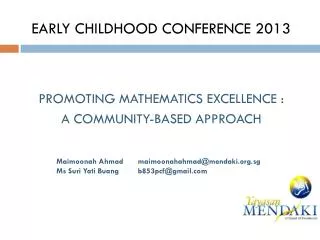 EARLY CHILDHOOD CONFERENCE 2013