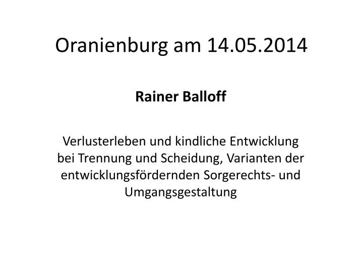 oranienburg am 14 05 2014