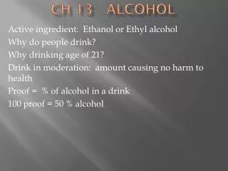 Ch 13 Alcohol