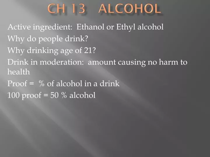 ch 13 alcohol