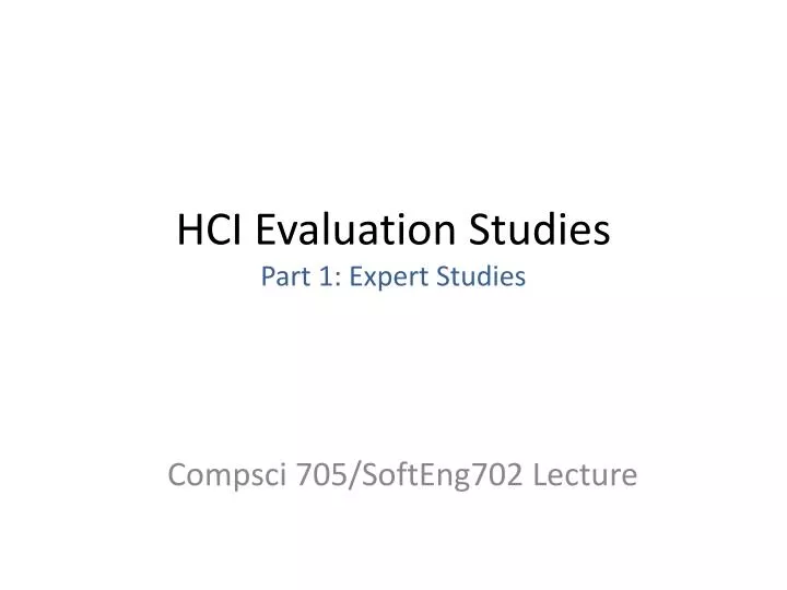 hci evaluation studies part 1 expert studies