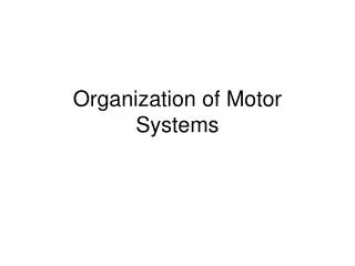 Organization of Motor Systems