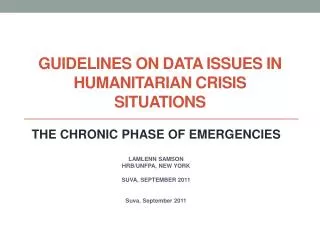 guidelines on data issues in humanitarian crisis situations