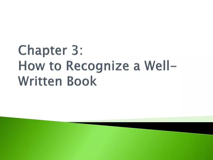 chapter 3 how to recognize a well written book