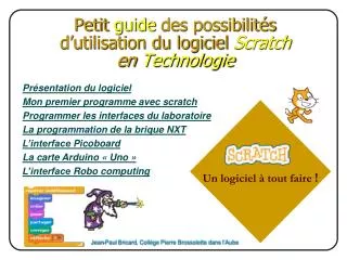 petit guide des possibilit s d utilisation du logiciel scratch en technologie