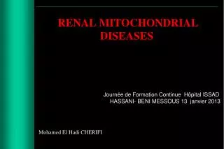 RENAL MITOCHONDRIAL DISEASES