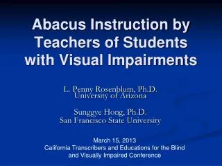 Abacus Instruction by Teachers of Students with Visual Impairments