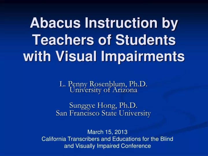 abacus instruction by teachers of students with visual impairments