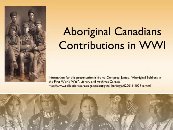 aboriginal canadians contributions in wwi