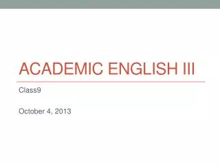 Academic English IIi