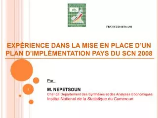 exp rience dans la mise en place d un plan d impl mentation pays du scn 2008