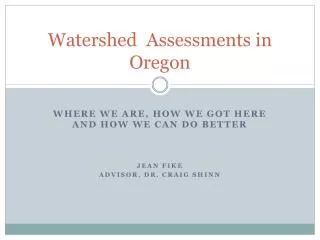 watershed assessments in oregon