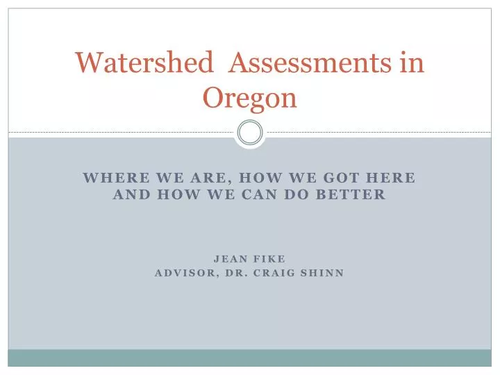 watershed assessments in oregon