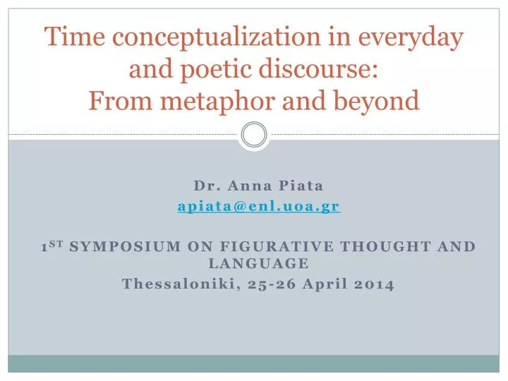 time conceptualization in everyday and poetic discourse from metaphor and beyond