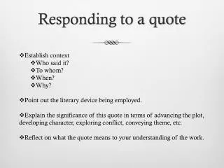 Responding to a quote
