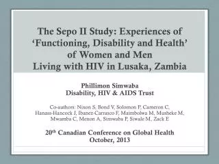 Phillimon Simwaba Disability, HIV &amp; AIDS Trust