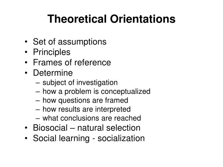 theoretical orientations