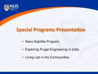 Special Programs Presentation