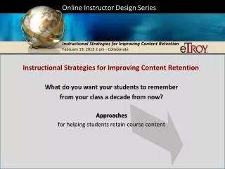 Online Instructor Design Series