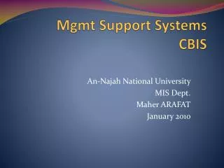 Mgmt Support Systems CBIS