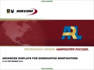 ADVANCED DISPLAYS FOR DISMOUNTED WARFIGHTERS 21-22 SEPTEMBER 2010
