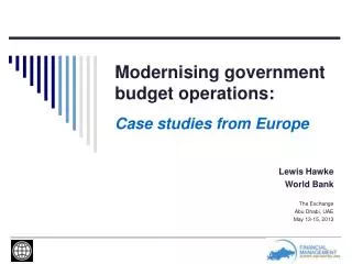 Modernising government budget operations: Case studies from Europe