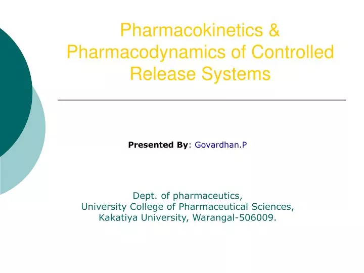 pharmacokinetics pharmacodynamics of controlled release systems