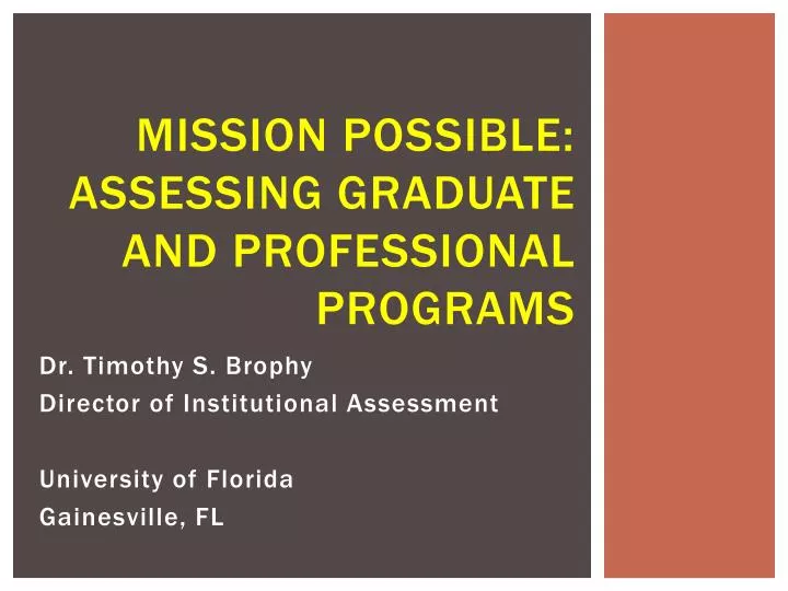 mission possible assessing graduate and professional programs
