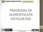 PROGRAMA DE ALIMENTACIÓN ESCOLAR PAE - slide 1