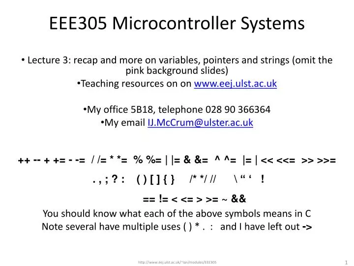 eee305 microcontroller systems