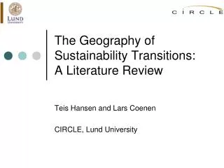 The Geography of Sustainability Transitions: A Literature Review