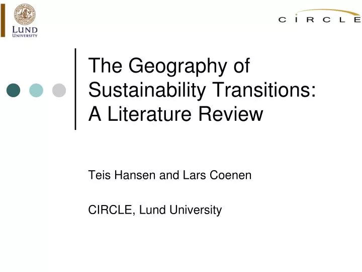the geography of sustainability transitions a literature review
