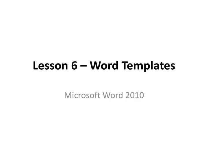 lesson 6 word templates