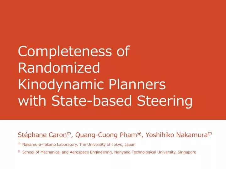 completeness of randomized kinodynamic planners with s tate based steering