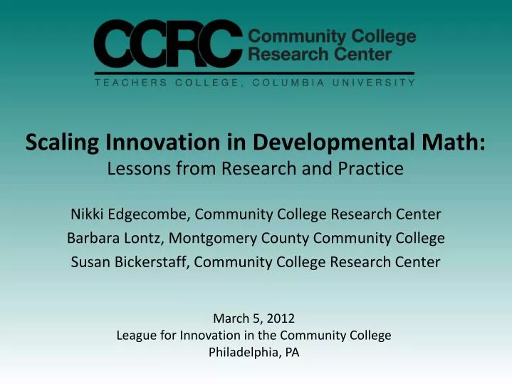 scaling innovation in developmental math lessons from research and practice