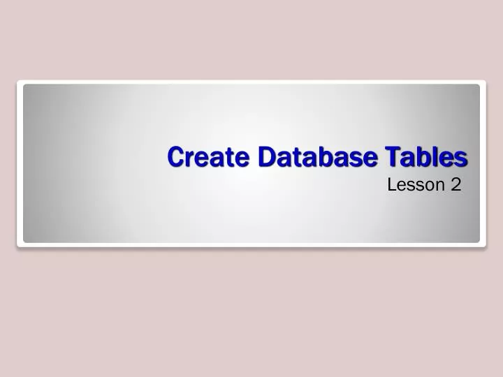 create database tables