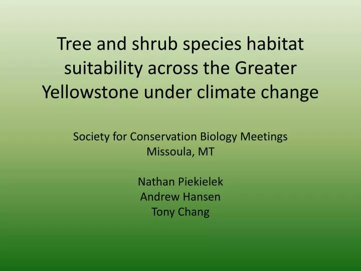 tree and shrub species habitat suitability across the greater yellowstone under climate change