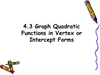 4.3 Graph Quadratic Functions in Vertex or Intercept Forms