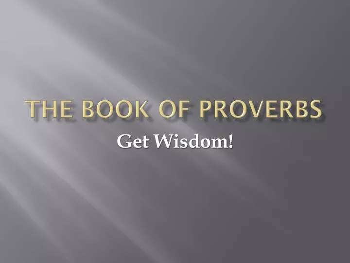 the book of proverbs