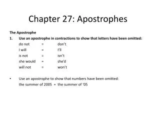 Chapter 27: Apostrophes