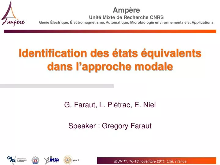 identification des tats quivalents dans l approche modale