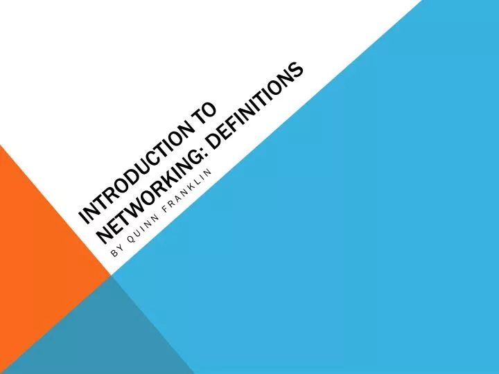 introduction to networking definitions