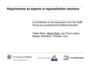 Requirements as aspects of regionalization solutions